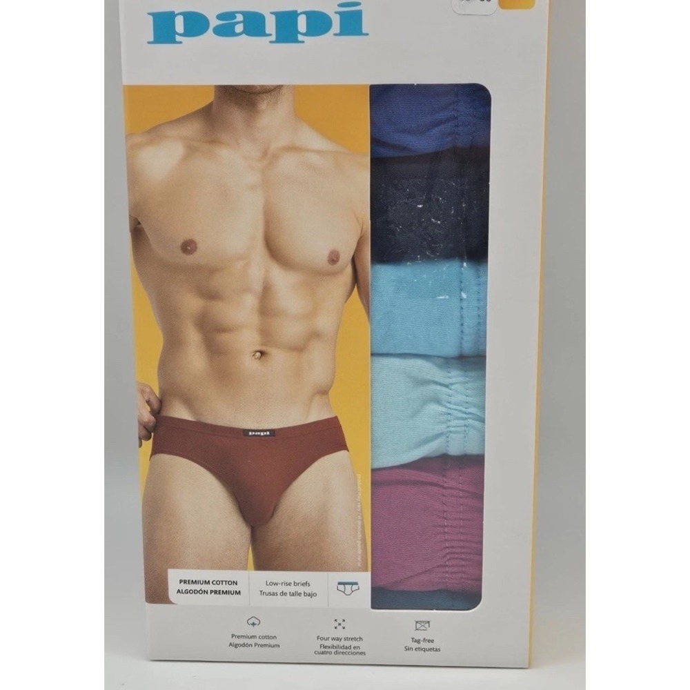 6 Pack PAPI Men's Medium 100% Premium Cotton Low Rise Briefs‎ Assorted Colors